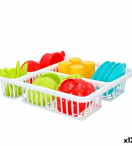 Colorbaby Kinderservies speelgoed set with 26 washable pieces, including plates, cups, and utensils for pretend play.
