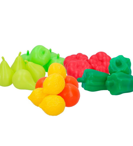 Colorbaby Eten speelgoedset with 21 pieces for pretend play, featuring colorful food items and utensils for kids' imaginative games.
