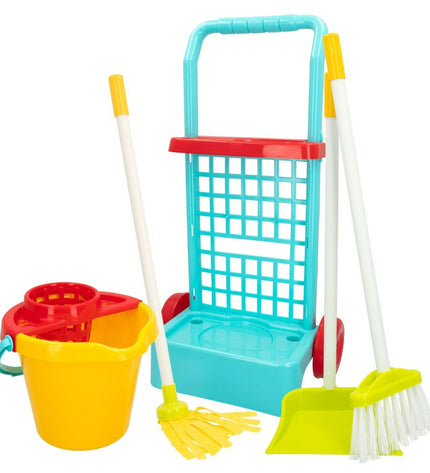 Colorbaby My Home cleaning trolley with accessories, toy cleaning set for children, realistic play pretend cleaning game.