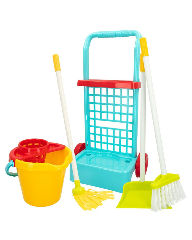 Colorbaby My Home cleaning trolley with accessories, toy cleaning set for children, realistic play pretend cleaning game.