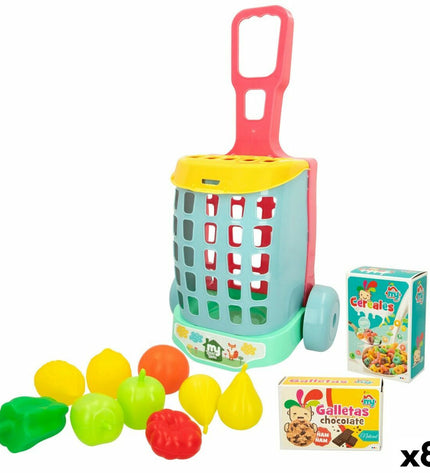 Colorbaby My Home speelgoed winkelwagen with 12 play items, 15x10x6 cm, 8-piece set, ideal for pretend play and role-playing games.