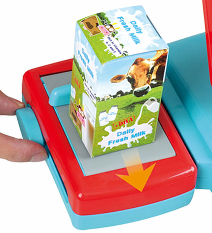 PlayGo toy cash register set with six pieces, including a cash register, play money, and accessories for pretend shopping.