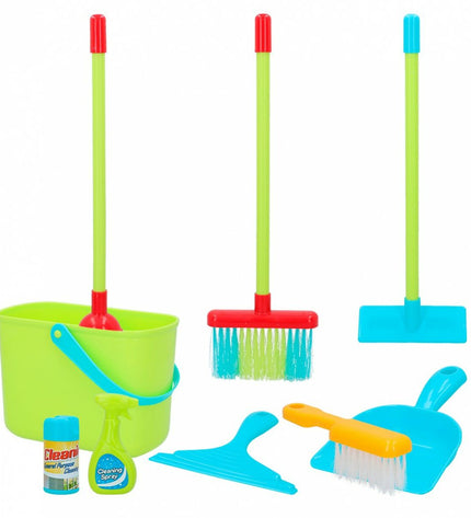 PlayGo Reinig & Opberg Kit with 4 sets of 6x50x6 cm toy cleaning and storage playsets for kids, in bright colors.