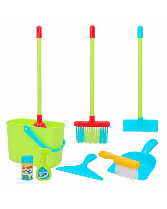 PlayGo Reinig & Opberg Kit with 4 sets of 6x50x6 cm toy cleaning and storage playsets for kids, in bright colors.