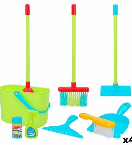 PlayGo Reinig & Opberg Kit with 4 toy cleaning and storage sets, each measuring 6 x 50 x 6 cm, for pretend play and organization.