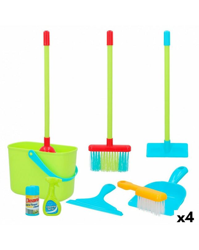 PlayGo Reinig & Opberg Kit with 4 toy cleaning and storage sets, each measuring 6 x 50 x 6 cm, for pretend play and organization.