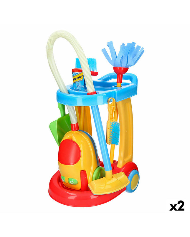 PlayGo cleaning trolley with accessories, toy pretend play set, 30.5 x 67 x 37 cm, for kids' imiteerspelletjes and role-playing.