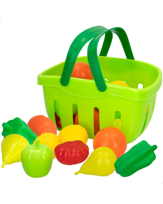 Colorbaby Eten speelgoedset with 22 colorful food pieces for pretend play, includes 12 utensils and accessories.