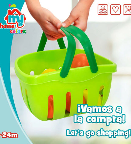 Colorbaby Eten speelgoedset with 22 pieces, including utensils and food items for pretend play and imitation games.