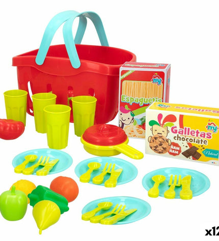 Colorbaby pretend play kitchen and household toy set with 33 pieces, including cookware and utensils for children.
