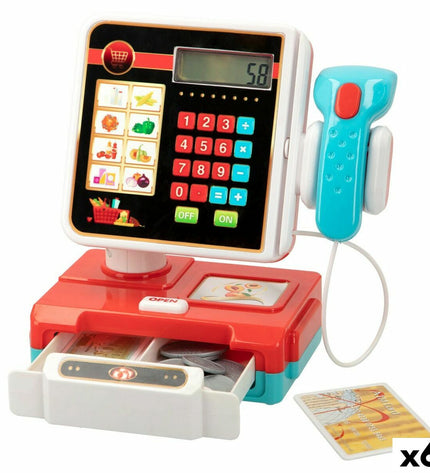 Colorbaby My Home toy cash register with 17 pieces, realistic play set, designed for imaginative pretend shopping games.