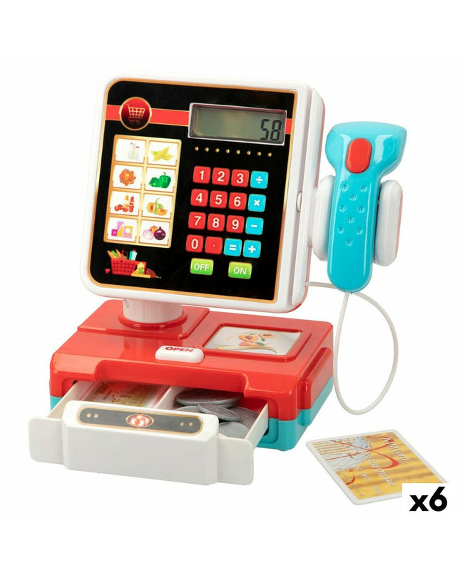 Colorbaby My Home toy cash register with 17 pieces, realistic play set, designed for imaginative pretend shopping games.