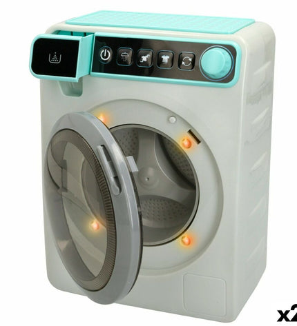 Set of two PlayGo toy washing machines, 17.5 x 24 x 12 cm, designed for pretend play and imaginative games.