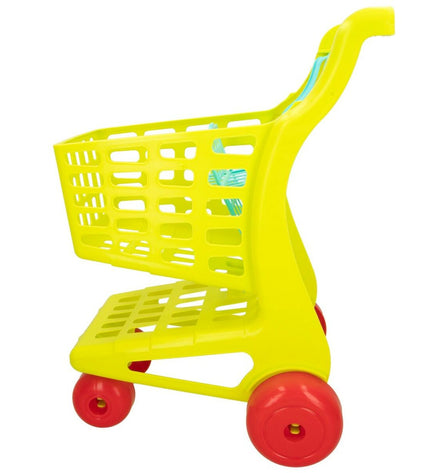 Colorbaby Winkelwagen speelgoed with 9 parts, colorful pretend shopping cart for kids, measuring 34 x 53.5 x 45 cm.