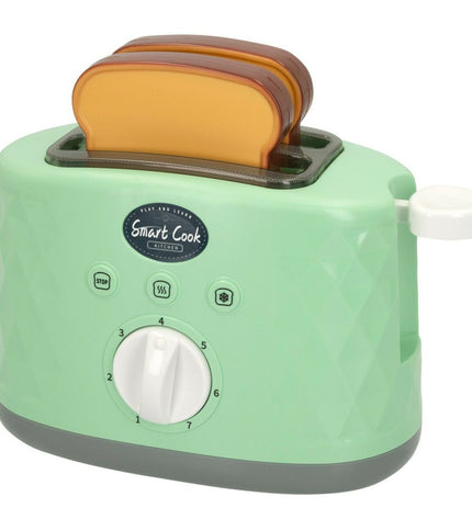 Colorbaby speelgoedbroodrooster set with six toy toasters, each 18 x 11.5 x 9.5 cm, featuring colorful design and sound effects.