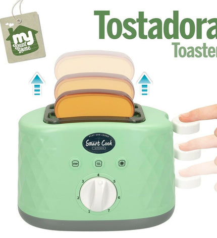 Colorbaby toy bread toaster set with six colorful plastic toasters, each approximately 18x11.5x9.5 cm, for pretend play.