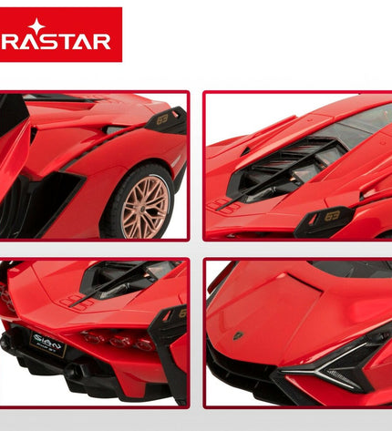 Two Lamborghini Sian remote control toy cars in 1:14 scale, detailed miniature vehicles for play and collection.
