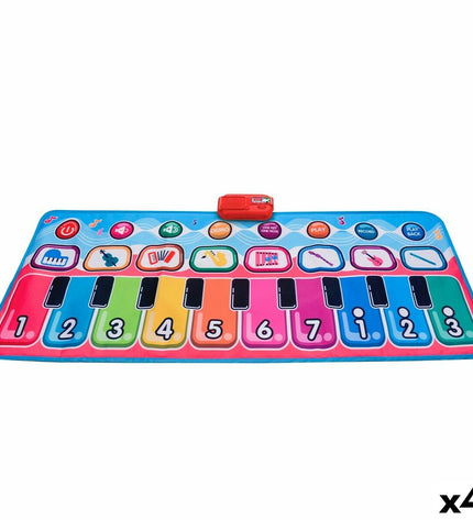 Colorful Bontempi educational music playset for children, featuring various small musical instruments and activity icons.