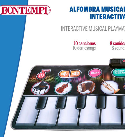 Colorful Bontempi educational music playset for children, featuring various small musical instruments and learning tools.