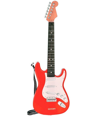 Colorful Bontempi kindergarten guitar toy with a small wooden body, strings, and bright design, ideal for children's musical play.