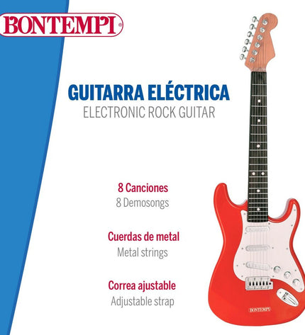 Colorful Bontempi kindergarten guitar toy for children, featuring bright buttons and a small size, ideal for young kids to play and learn music.