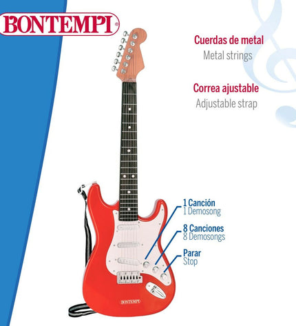 Colorful Bontempi Kindergitaar toy, a children's musical instrument with bright keys and playful design, for young kids' musical play.