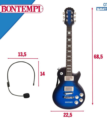 Bontempi Kindergitaar ROCK, colorful children's musical instrument with a small wooden body and nylon strings, ready to play