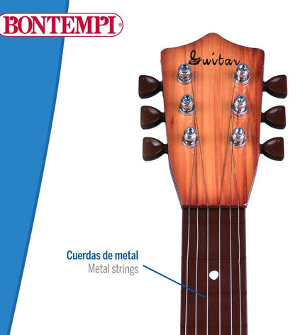 Bontempi kindergitaar toy, colorful children's musical instrument with bright strings and playful design for young musicians.