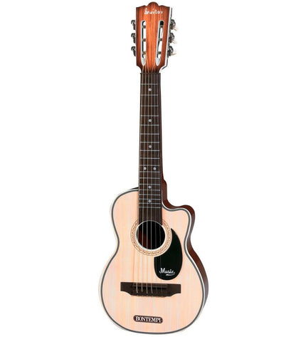Colorful Bontempi Kindergitaar Folk toy guitar for children, featuring bright strings and playful design, perfect for young music enthusiasts.