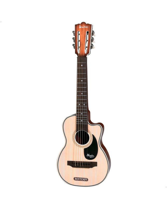 Colorful Bontempi Kindergitaar Folk toy guitar for children, featuring bright strings and playful design, perfect for young music enthusiasts.