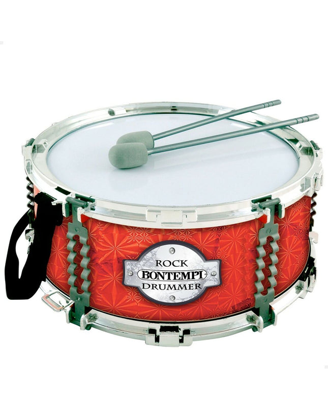 Set of four Bontempi plastic drums, colorful children's musical instruments, 30.5 x 13.5 x 30.5 cm, ideal for kids' play and music.