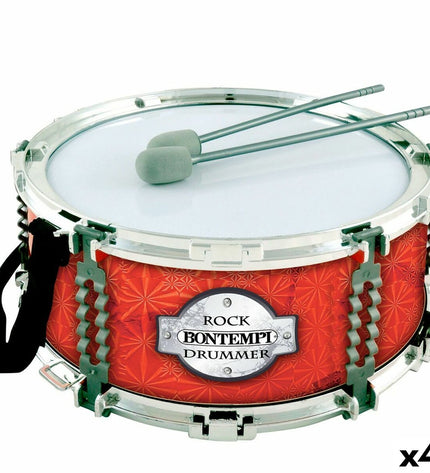 Bontempi plastic tambourines, 30.5cm size, set of 4, colorful children's musical toys for play and rhythm activities.