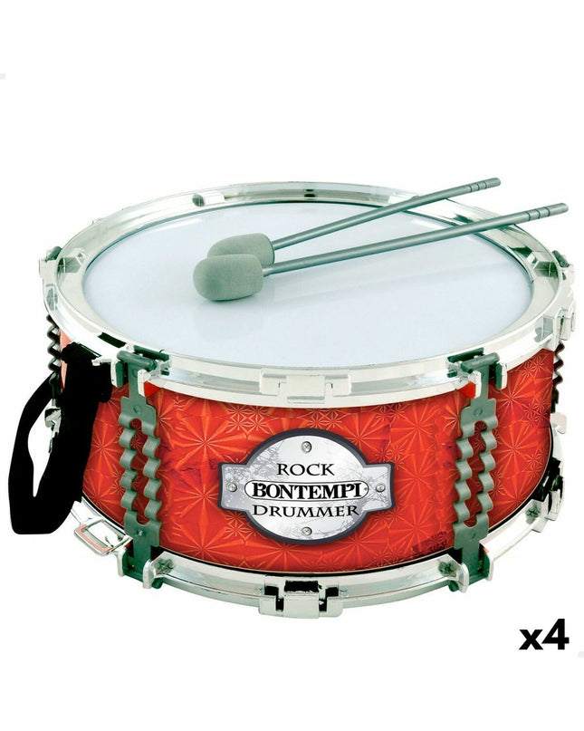 Bontempi plastic tambourines, 30.5cm size, set of 4, colorful children's musical toys for play and rhythm activities.