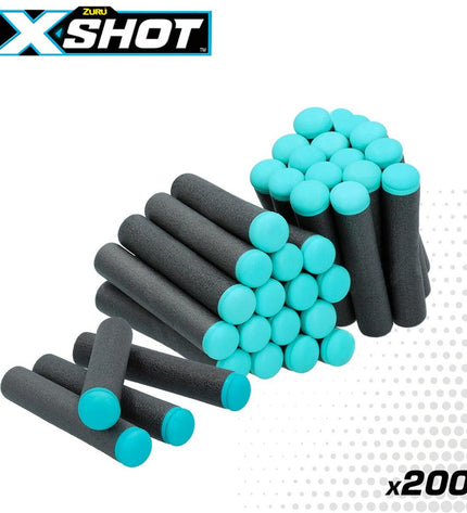 Zuru X-Shot 200 darts toy set with various dart parts for outdoor games and sports play.