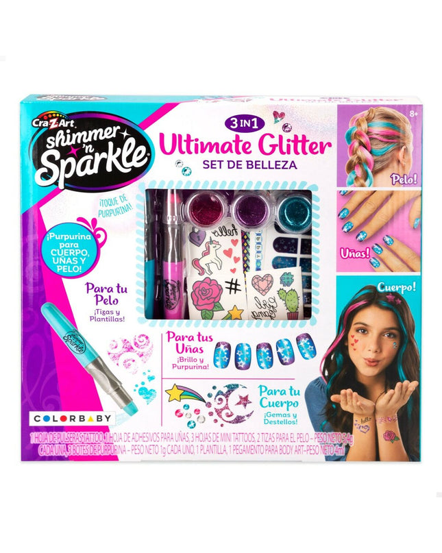 Cra-Z-Art Schoonheidsset with 4 pretend nail, hair, and body accessories for children, in purple, 2 x 13 x 2 cm, colorful playset.