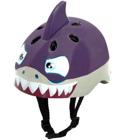 K3yriders Shark children's bike helmets in size 52-55 cm, set of four, with adjustable straps and vibrant shark design.