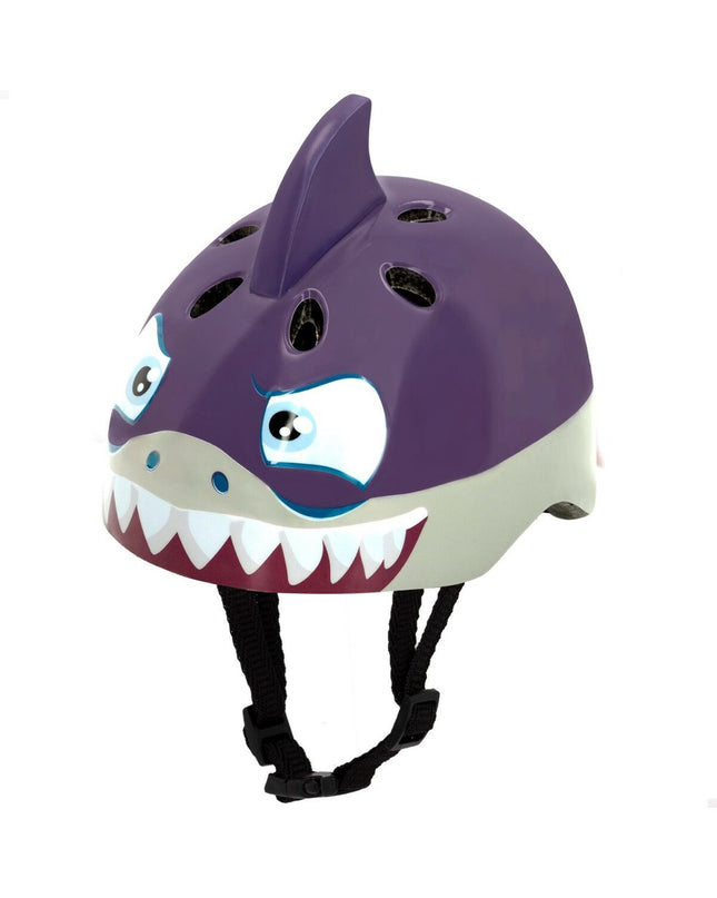 K3yriders Shark children's bike helmets in size 52-55 cm, set of four, with adjustable straps and vibrant shark design.