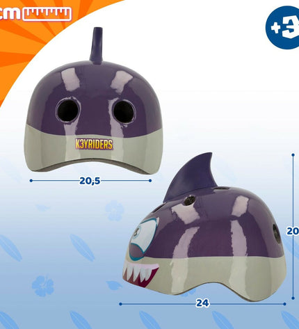K3yriders Shark Kinderhelm, 52-55 cm, sport and outdoor bike helmet for kids, four helmets shown in image.