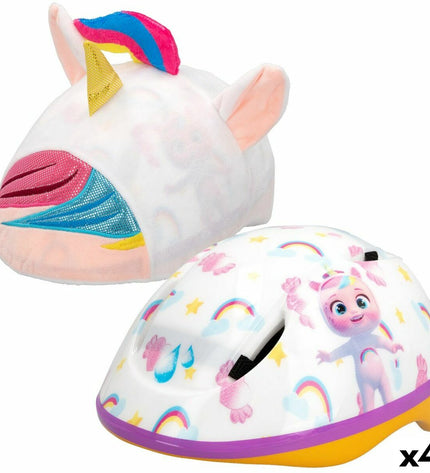 Cry Babies Dreamy children's sports helmet set with four pink helmets, adjustable size 52-55 cm, for outdoor and cycling safety.