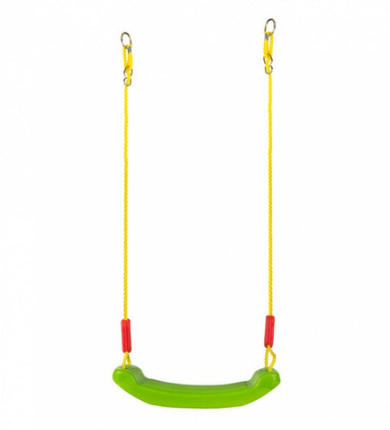 Colorbaby swing chairs set with four colorful seats, suitable for outdoor play and relaxation, measuring 43 x 175 x 17 cm.