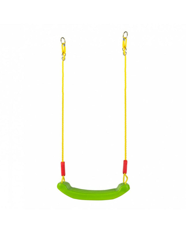 Colorbaby swing chairs set with four colorful seats, suitable for outdoor play and relaxation, measuring 43 x 175 x 17 cm.