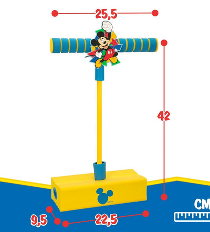 Colorful Mickey Mouse 3D pogo-jumpers for kids, ideal for outdoor recreational sports, featuring bright yellow and playful designs.