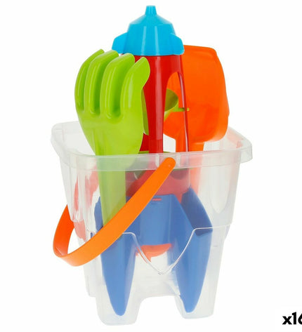 Colorbaby polypropyleen strandspeelgoedset with 16 pieces, suitable for outdoor play and sports activities.