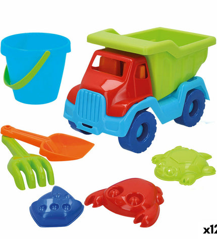 Colorbaby Strandspeelgoedset with 12 polypropylene pieces for outdoor play, colorful and lightweight for children’s fun and activities.