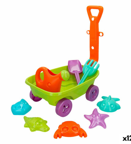 Colorbaby strand toy set with 12 colorful plastic wheelbarrows for outdoor play and sports activities.