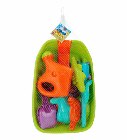 Colorbaby plastic toy wheelbarrow set with 12 colorful pieces for outdoor play and imaginative games.
