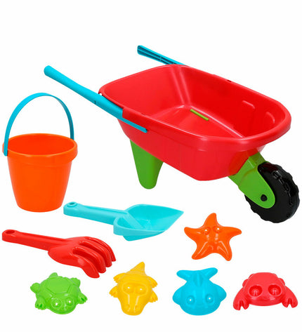 Colorbaby toy wheelbarrow set with 10 polypropyleen plastic wagons in bright colors, designed for outdoor play and sports activities.