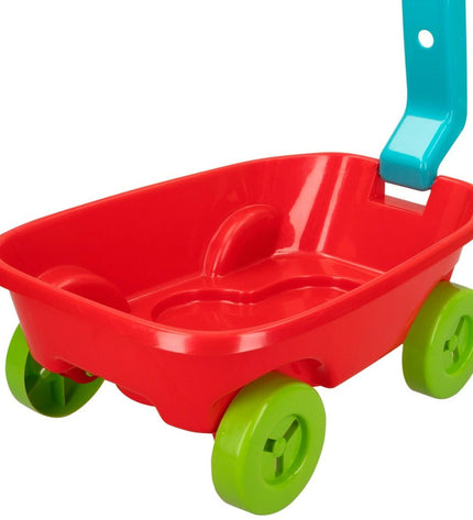 Colorbaby plastic toy wheelbarrow set with 12 colorful toy tools for outdoor play and sports activities.