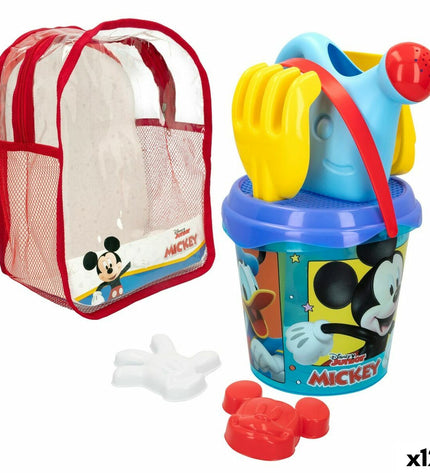 Set of 12 Mickey Mouse plastic beach toys, 18 cm in size, ideal for outdoor play and fun with kids.