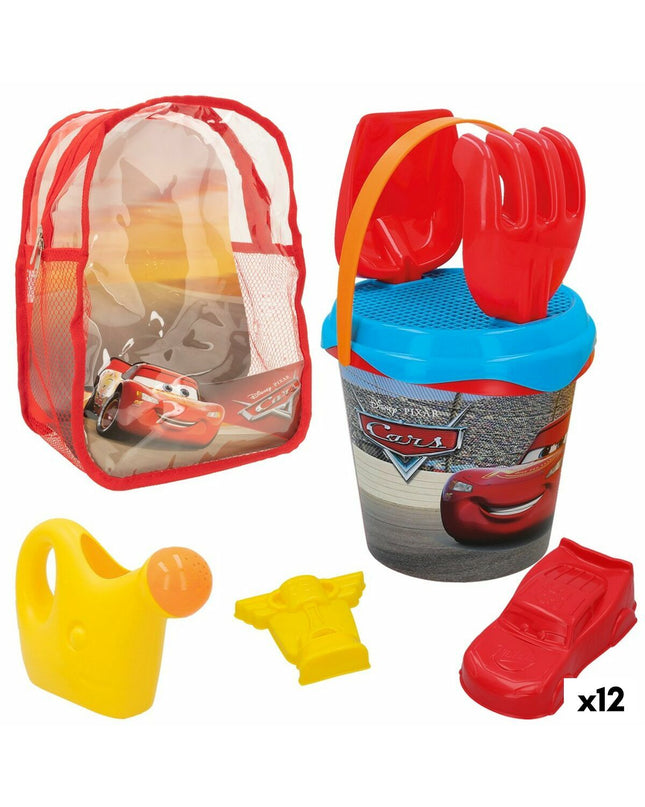 Set of 12 Cars plastic strand toys for outdoor play and games, featuring colorful toy cars made of durable polypropylene.